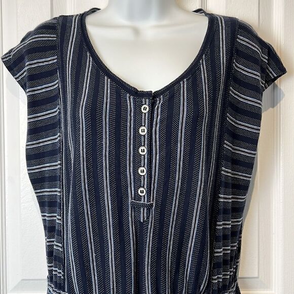 Lucky Brand Navy and White Cap Sleeve Dress Size M - Picture 2 of 13